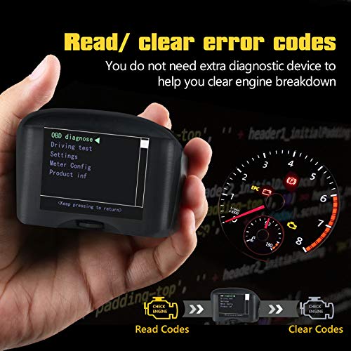 Velocímetro digital OBDII KMH/MPH sobrevelocidad Alarma automática Código de error común Escáner con pantalla LCD para 12V La mayoría de los vehículos diesel