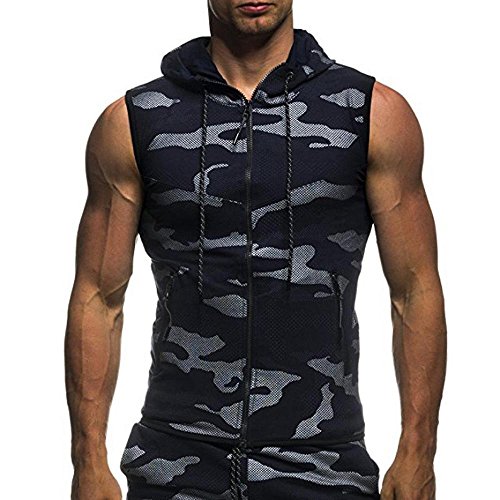 VENMO Camisetas Hombre Originales Verano,Camisas Hombre,Polos Hombre,Casual Camiseta sin Mangas con Capucha,Ropa Deportiva Hombre,Verano Tops Blusa Hombre (Armada, M)