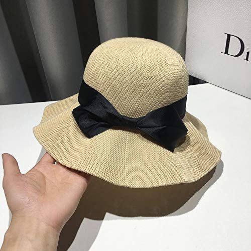 Verano japonés Bowknot Sombrero Sombrero para el Sol Mujer Protector Solar Sombrero Grande Sombrero para el Sol Cara Redonda versión Coreana