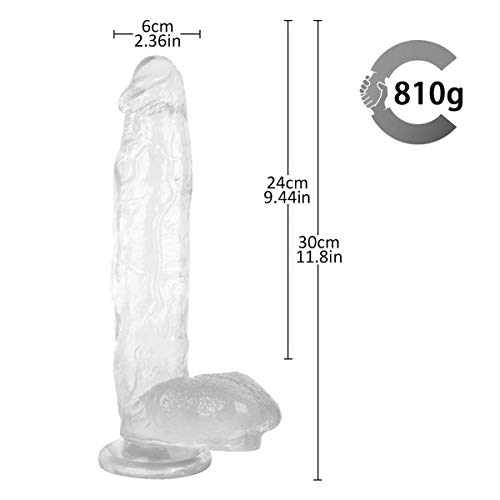 VERY 30cm / 11.8 pulg Color Transparente D & ILD □ Flexible portátil Sensación Massagre Largo Juguete Enorme succión Regalo Salud de Empuje