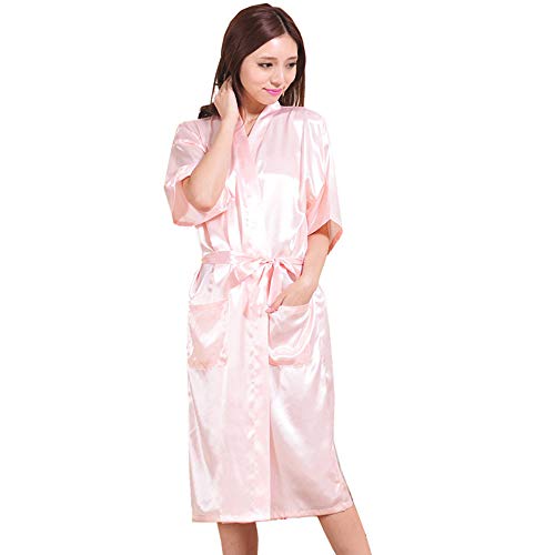 Vestir Suave Bata De Maquillaje Vestido De Ducha De La Mujer, Camisón, Verano De Las Mujeres Chaqueta De Punto Fino, Bata Larga De La Novia, Servicio A Domicilio Señoras,S