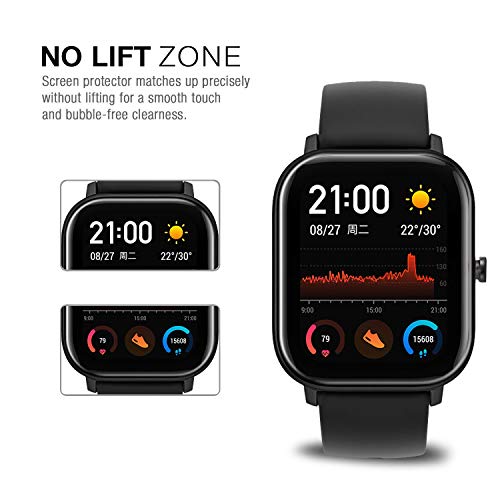 VGUARD 6 Unidades Protector de Pantalla para Huami Amazfit GTS, [Cobertura Completa] [líquida Instalar] [No Burbujas] HD Transparente TPU Suave láminas Protectora