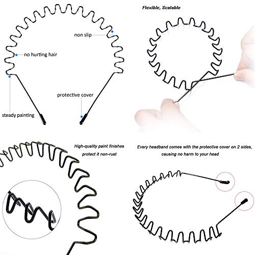 Viccess 12 Piezas Diadema Metal Ondulado y 12 Piezas Elástico Pelo Gomas con 32 Piezas Horquillas,Unisex Elástico Primavera Deportes Pelo Aro Banda Accesorios para el Cabello