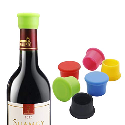 Vicloon Set de 6 Tapones para Botellas, Tapones de Vino Silicona, Tapa de Botella de Vino