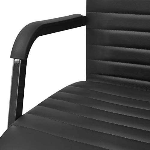 vidaXL Silla de Oficina Regulable Ruedas Cuero Negro Sillón de Mesa Ordenador