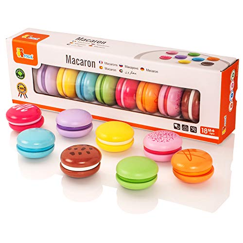 VIGA - Pack de 8 Galletas Macaron de Juguete - Madera