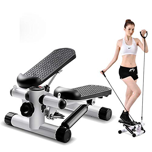 Vinteky Stepper 2 en 1 Cuerdas de Resistencia - Escaladora y Swing Stepper para Usuarios Principiantes y Avanzados con Pantalla Multifuncional, Negro + Blanco