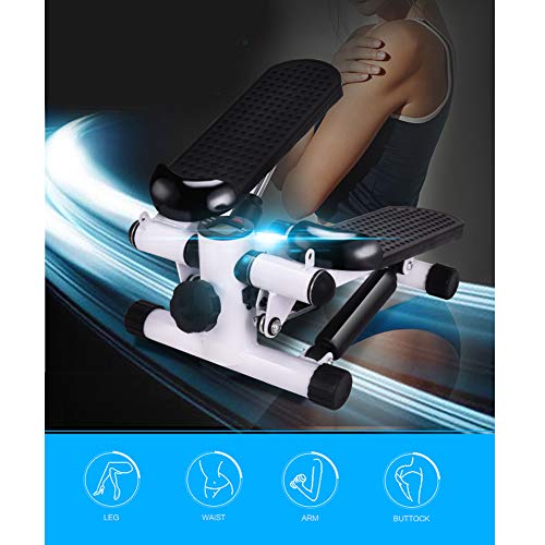 Vinteky Stepper 2 en 1 Cuerdas de Resistencia - Escaladora y Swing Stepper para Usuarios Principiantes y Avanzados con Pantalla Multifuncional, Negro + Blanco