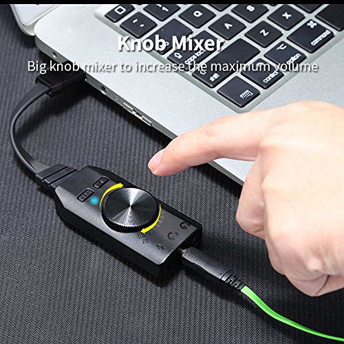 Virtual 7.1-Channel USB Sound Card Adapter KEKU External 2.0 Audio Stereo Sound Card Converter, 3.5mm Headset Headphone PC Laptop Desktop Windows Mac OS Linux, PS4, Plug & Play, (Black)