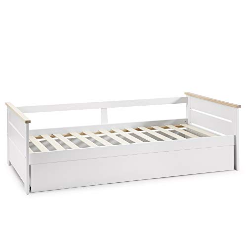 VS Venta-stock Cama Nido Juvenil Sena 90X190, Color Blanco, Dimensiones: 199cm (Largo), 105cm (Ancho) y 62cm (Alto)