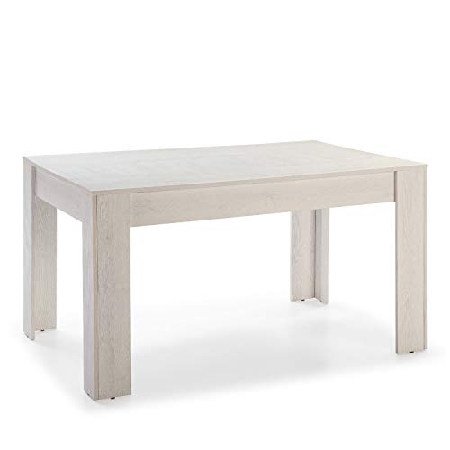 VS Venta-stock Mesa de Comedor Fija Kloe 140 cm (Largo) x 90 cm (Ancho) x 76 cm (Alto), Acabado Color Blanco