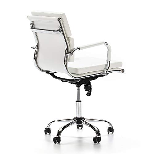 VS Venta-stock Sillón de Oficina Fenix reclinable Blanco, Piel sintética, Silla ejecutiva con conjín engrosados, Altura Ajustable, Diseño ergonómico