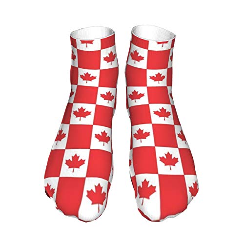 Wangqiuying19 - Calcetines cortos clásicos para deporte, diseño de bandera de Petro-Canadá, color rojo