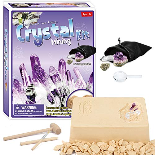 Wan&ya Cristal Gema Fossil Dig Kit de Piedras Preciosas de excavación Conjunto Minería para Niños/Geología Educación Regalo de cumpleaños de la Ciencia,A