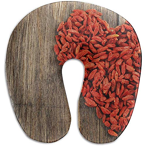 Warm-Breeze Almohada para el Cuello Kawaii Bayas Rojas Chinas de Goji Almohada para el Cuello de Espuma con Memoria en Forma de U