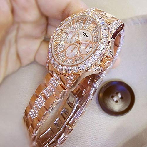 Warmwin Relojes de Moda para Damas y Relojes de Diamantes para Damas Top Damas Casual Damas Pulsera Relojes de Cristal-S ilver