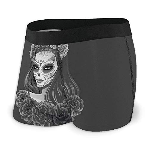 Web--ster Calzoncillos bóxer para Hombre, niña gótica en Peinado de Maquillaje Calavera con Rosas Talla XL