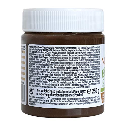 Weider Whey Protein Crunchy Choco Vegan Spread 250 g. 100% vegana, Baja en azúcares, efecto crunchy, 23% proteína de guisante