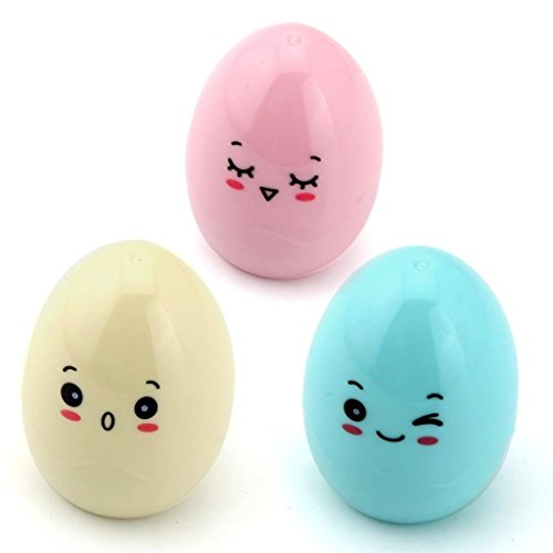 Westeng Pack de 3 Kawaii Cartoon Diseño de huevos de plástico solo agujero Sacapuntas(color al azar)