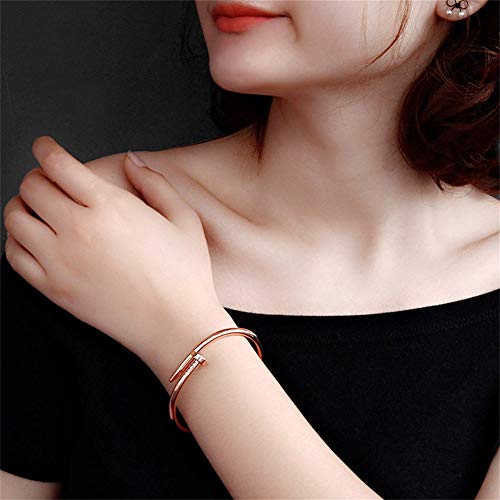 WLONLINE Pulsera de Moda para Mujer Pulsera de Acero para Boda Pulsera de Amor para Mujer Pulsera con Brazalete Brazalete para Regalo Regalo de San Valentín (Oro Rosa)