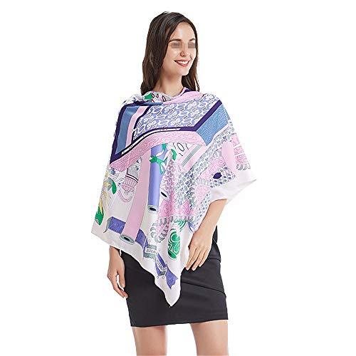 WyaengHai Bufanda Bufanda Caja de Herramientas Imprimir Lady Silk Scarf 130cm Regalo del día de la Madre Apto para Todas Las Ocasiones. (Color : Blanco, tamaño : 130 * 130cm)