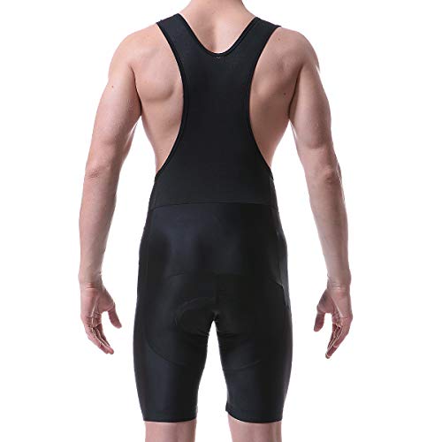 X-TIGER Hombres con Tirantes Manga Corta Interior de Bicicleta Maillots Culotte con 5D Gel Acolchado-XL