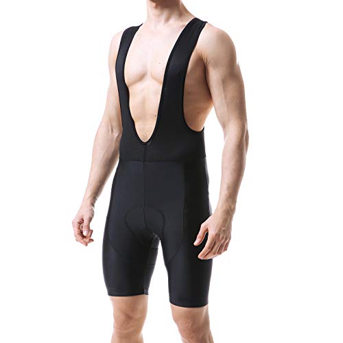 X-TIGER Hombres con Tirantes Manga Corta Interior de Bicicleta Maillots Culotte con 5D Gel Acolchado-XL