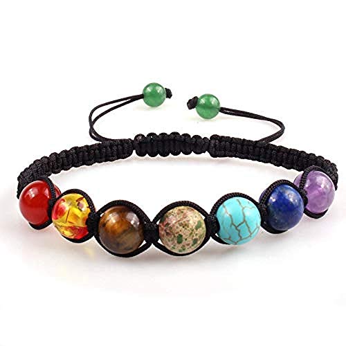 Xianglsp Co.,ltd Piedra Natural 8 mm Colorida Pulsera de energía de Yoga Perla Tejida a Mano Piedra volcánica vigoriza la circulación de la Sangre Accesorios