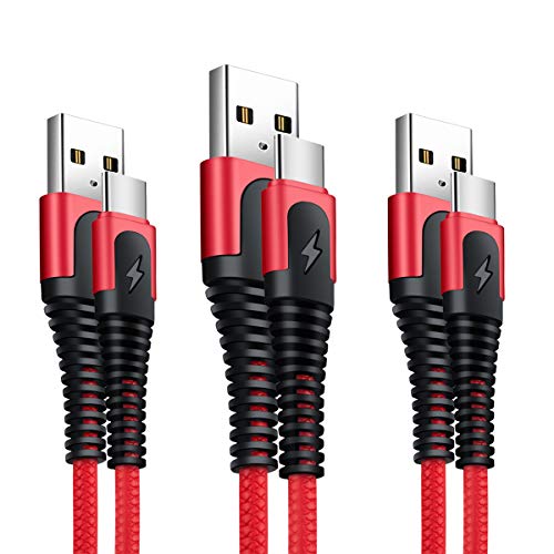 XLTOK Cable USB Tipo C, Cable USB C [ 3Pack 1M +1M+2M ] Carga Rápida Compatible para Samsung Galaxy S20 /S10 /S9 /S8 /Note 8, Huawei P9 /P10 /P20, LG G5 /G6, Sony Xperia XZ etc - Rojo