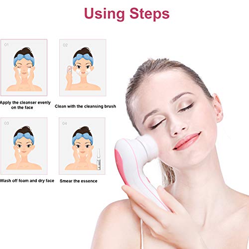 Xnuoyo Cepillo de Limpieza Facial Set Completo de Spa Facial Cepillo Facial al Agua con 5 Cabezas de Cepillo Exfoliante para Exfoliación Suave y Limpieza Profunda