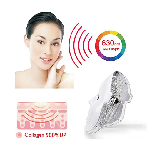 xuehaostore LED Photon Therapy 7 Colores Tratamiento Ligero Facial Beauty Piel Rejuvenecimiento Pototherapy Máscara (Blanco)