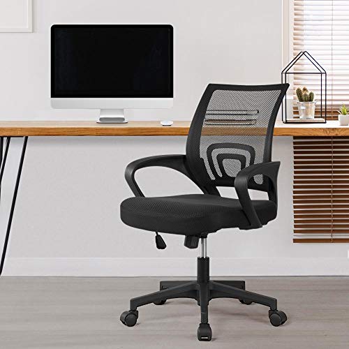 Yaheetech Silla de Oficina Silla de Malla Altura Ajustable para Trabajo Silla Escritorio Ergonómica Giratoria