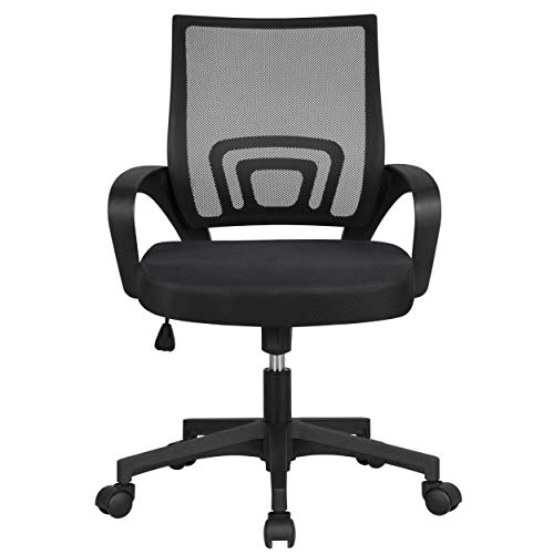 Yaheetech Silla de Oficina Silla de Malla Altura Ajustable para Trabajo Silla Escritorio Ergonómica Giratoria