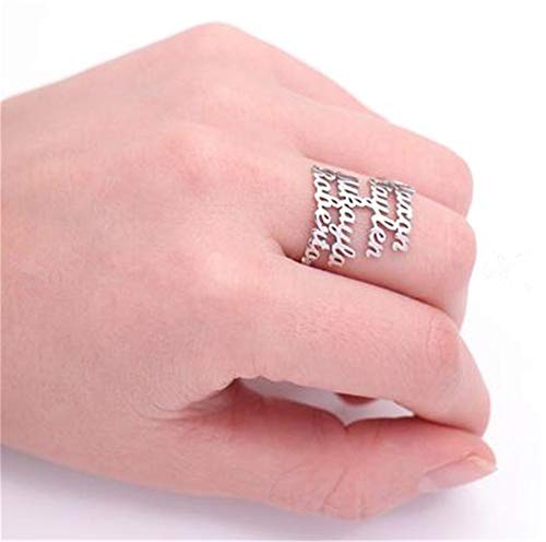 Yanday Anillos Personalizados con Nombres Grabados Anillos para Mujeres Anillos de Promesa Personalizados(Plata 17)