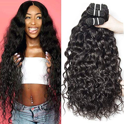 Yavida Extensiones Pelo Natural Extensiones de Cabello Natural Rizado Pelo Humano Natural Brasileño 300G Pelo Humano de la Onda del Agua 22 24 26 Pulgadas