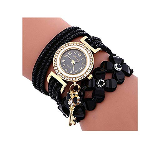 Yesmile Relojes❤️Reloj de Pulsera de Mujer con Diamantes de Campanas de Moda Reloj de Mujer con Diamantes de Lady Womans Fulaida (Negro-2)