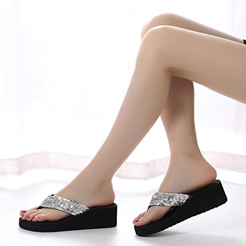 Yesmile Sandalias para Mujer Zapatos Casual de Mujer Sandalias de Verano para Fiesta y Boda Sandalias Antideslizantes de Verano para Mujer (38, Plata)