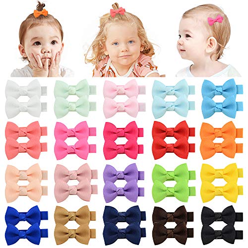 YHXX YLEN 40 lazos para el pelo para niñas de 2 pulgadas, lazos de grogrén, para niñas, adolescentes, niños, bebés, en pares, pequeños, 20 pares 795