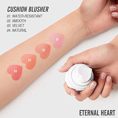 Yiwa Paletas de Maquillaje Blush Maquillaje Air Cushion Blusher Forma de Corazón Shimmer Blush Rouge Natural Contorno Facial Make Up