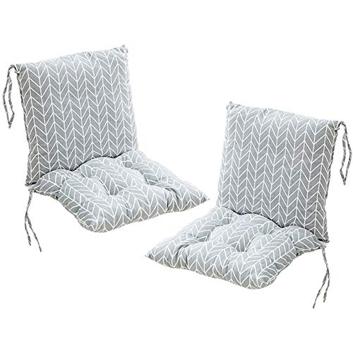 Yiyu 2 Pedazos Cojines de Silla con Asiento de atrás, cojín del Respaldo con Las Cintas, Soporte Lehner Asiento bajo Apoyo de la Almohadilla de jardín (40x40cm) x (Color : Gray)