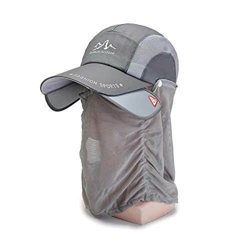 Yiyu Cap Transpirable Unisex del Verano la Cara del Acoplamiento Correa de Cuello de la Correa de Barbilla de protección Solar del Sombrero del Cubo x (Color : Gray)