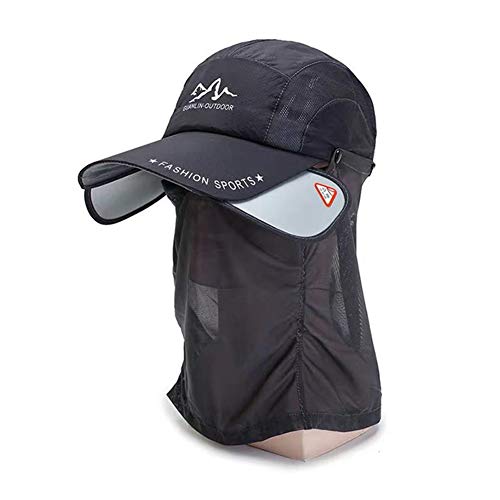 Yiyu Cap Transpirable Unisex del Verano la Cara del Acoplamiento Correa de Cuello de la Correa de Barbilla de protección Solar del Sombrero del Cubo x (Color : Gray)