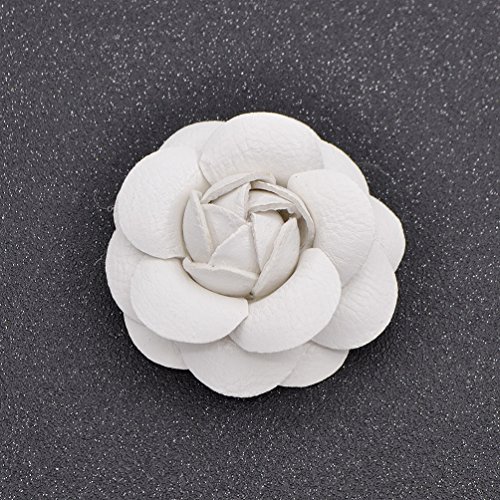 YNuth DIY Flor de Camelia Artificial de Cuero para Decoración de Sombreros Zapatos Bolsos Broche de Camelia para Mujeres Color Blanco