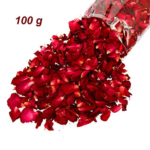 You&Lemon 100 Gramos Pétalos de Rosa Secos de Confeti de Flores Rojas Naturales para Decoración de Bodas, Baños, SPA, Fiesta y Accesorios de Manualidades