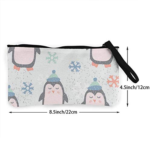 Yuanmeiju Patrón Infantil con Lindo pingüino Lindo Cambio de Lona Monedero Monedero Bolsa Bolsa Cremallera Titular Monedero Correa de muñeca Maquillaje Estuche de lápices Personalizado