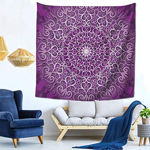 Yuanmeiju Tapices de Moda para Colgar en la Pared, tapices de Interior acogedores, Manta Decorativa para el hogar, 59 x 59 Pulgadas, Redondo, estilizado, Cosmos curativo Tibetano