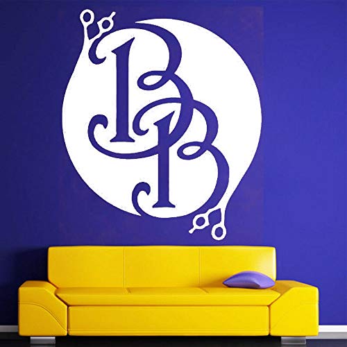 YuanMinglu Tijeras de peluquería de salón Logo Etiqueta de la Pared Etiqueta de Vinilo Dormitorio peluquería Moderna decoración del hogar Tendencia de la Moda 36X42 CM