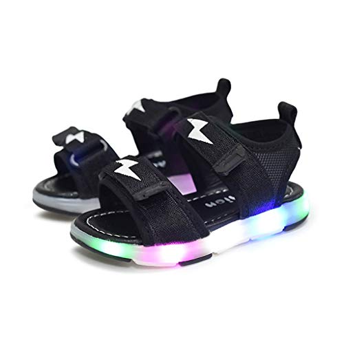 YWLINK Antideslizante Verano Fondo Blando CóModo El Comercio Exterior De NiñOs LED Luz Deportes Playa Zapatos Sandalias Luz Zapatos Rojo, Negro, Gris 21-30 Regalo