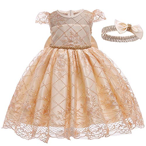 YWXJY Princesa Niñas Vestir Ropa Disfraces Halloween Niños Encaje Mostrar Faldas Vestidos-Naranja_100cm