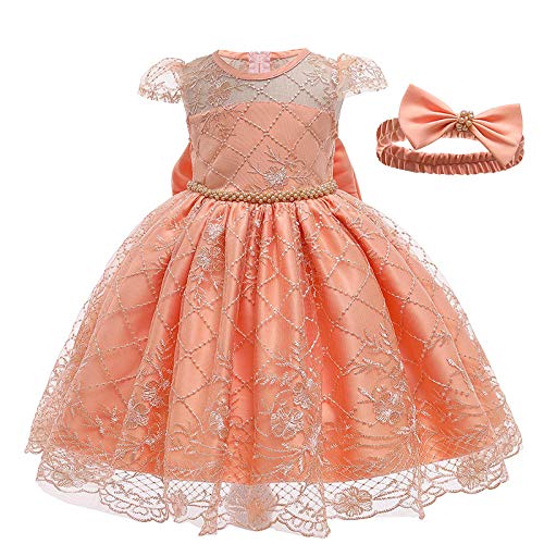 YWXJY Princesa Niñas Vestir Ropa Disfraces Halloween Niños Encaje Mostrar Faldas Vestidos-Naranja_100cm